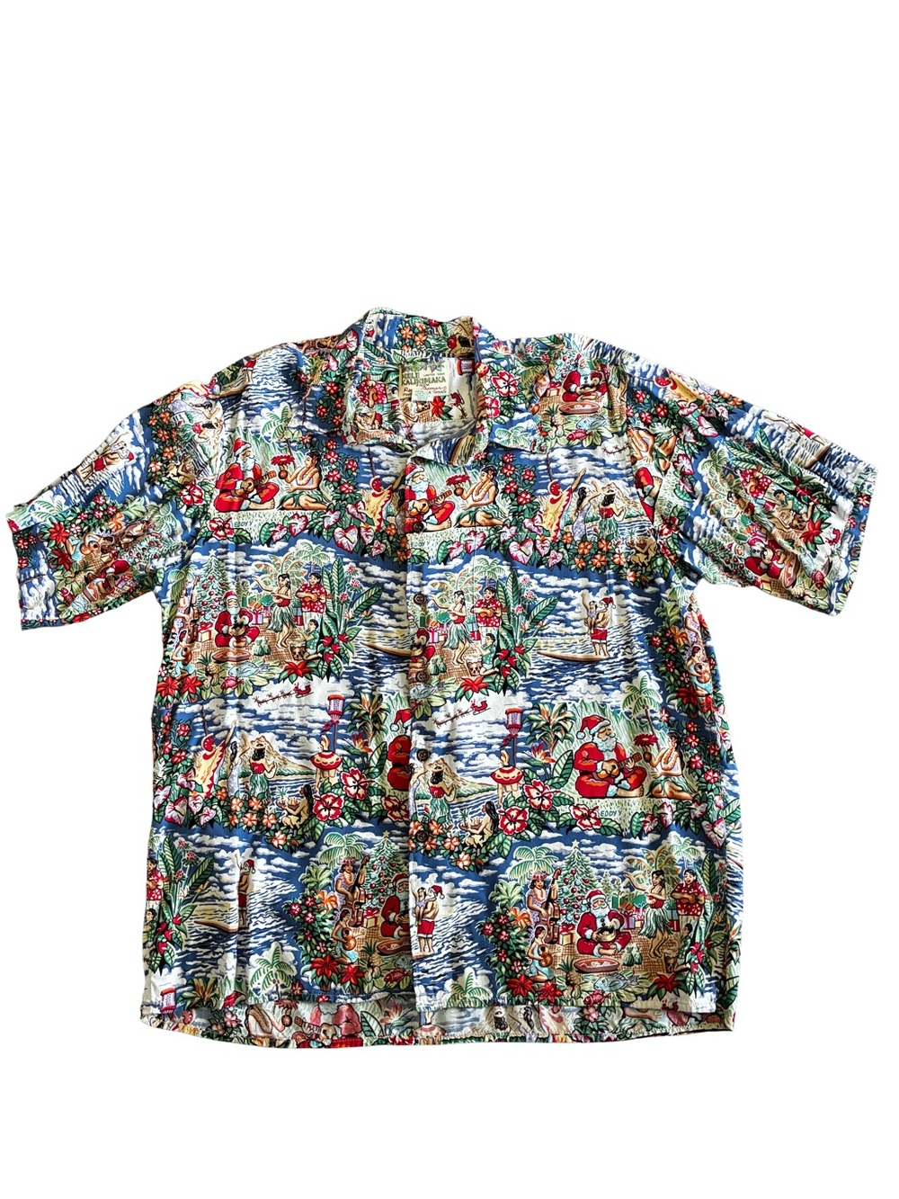 Reyn Spooner Mele Kalikimaka Eddy Y Christmas Hawaiian Shirt L Rayon